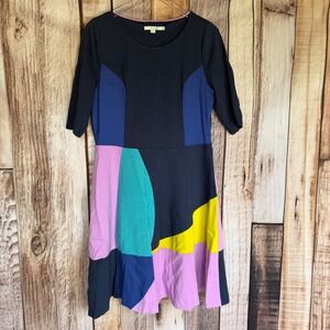 Boden Colorblock Dress Abstract Art Teacher Whimsical Colorful Style 14R Stretch
